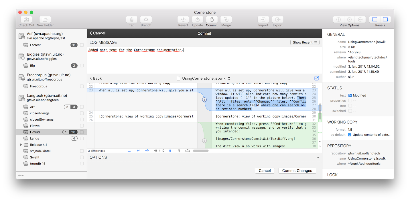 Cornerstone is the best svn client for mac