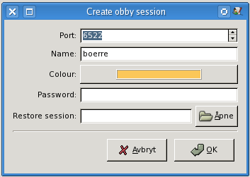 Create session dialog