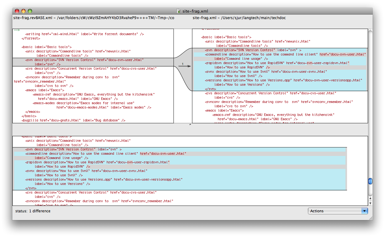 Versions: filemerge displays correctly